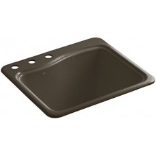 KOHLER K-6657-3-20 River Falls Top-Mount Utility Sink with 3 Faucet Holes on Deck on The Left  Suede - B00KTE25BO